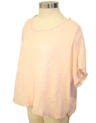 #ad Eileen Fisher Women#x27;s Size Large Gauzy Cotton Blouse Blush Pink Boxy Relaxed Top $24.99