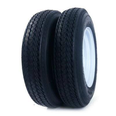 #ad 2pcs 5.30 12 Trailer Tires amp; Rims 530 12 5.30 X 12 LRB 5 Lug White Spoke Wheel $109.99