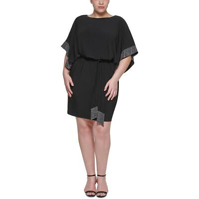 #ad Jessica Howard Womens Black Jersey Cocktail and Party Dress Plus 20W BHFO 4894 $10.99