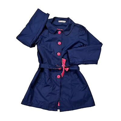 #ad Girls Kids Polka Dots Coat Jacket Top Navy Blue Pink Size 7 8 130 cm $19.95