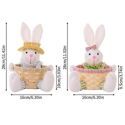 #ad Easter Bunny Basket Desktop Ornament Picnic Hamper for Girls Boys Kids $12.58