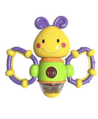 #ad 2004 Yellow Purple Light Up Rattle Ball Butterfly Baby Infant Toy Kids 2 II $5.47