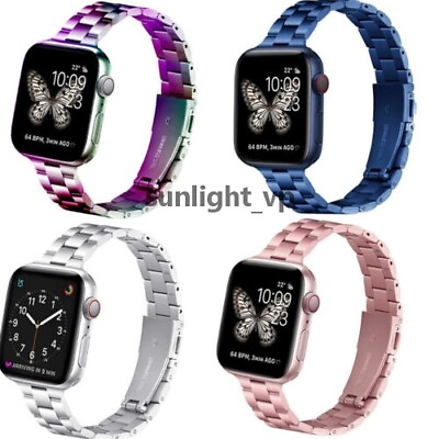 #ad Slim Stainless Steel Band Women Strap for Apple Watch 7 6 5 38 40 41 42 44 45mm $11.55