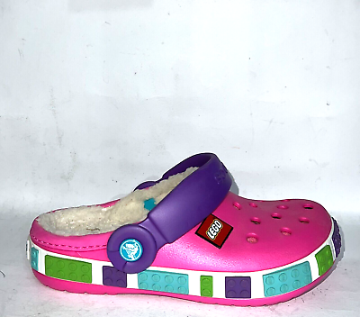 #ad Crocs Sabot Slipper Winter Kids lego Fuchsia Violet Size C12 13 30 31 $31.95