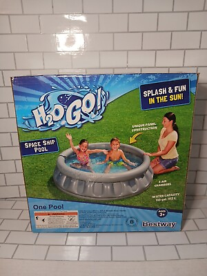 #ad Bestway H2O GO Space Ship Inflatable Blow Up Kids Swimming Pool Silver Gray 60” $20.00
