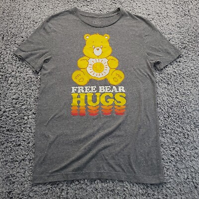 #ad Care Bears Shirt Women Small Gray Free Bear Hugs Graphic Tee Short Sleeve Casual $14.99