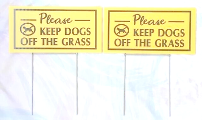 #ad Please Keep Dogs Off The Grass 2 lawn signs 2 stands weatherproof plastic $9.95