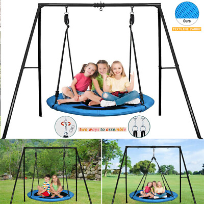 #ad 440lbs Metal Playground Swing Set Outdoor Kids Children Backyard Saucer Swingset $135.40