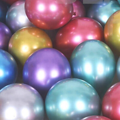 #ad Bulk Lot Metallic Balloons Metal Chrome Shiny Latex Happy Birthday Wedding Party $22.00