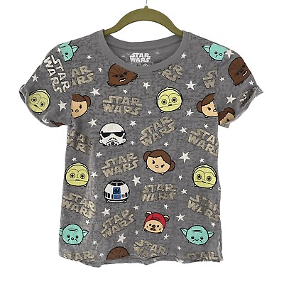 #ad Star Wars Youth Graphic T Shirt Gray Short Sleeve Medium 7 8 Metallic Kids MAD $14.98