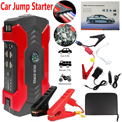 #ad 69800mAh 12V Car Jump Starter Portable USB Power Bank Battery Booster Clamp 600A $37.99