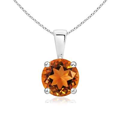 #ad ANGARA 7mm Classic Round Citrine Solitaire Pendant in Silver for Women Girls $251.10