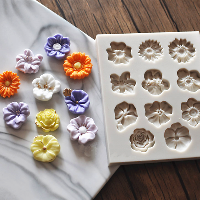 #ad Cartoon Flower Silicone Fondant Cake Mold Cupcake Jelly Candy Chocolate Moulds $9.57
