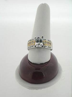 #ad Ladies 14K Tone Tone Gold Cubic Zirconia Ring With 2.50 Carat Center $625.00