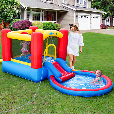 #ad Kids Inflatable Bounce House Wading Pool Jump Castle with 450W Air Blower $208.52