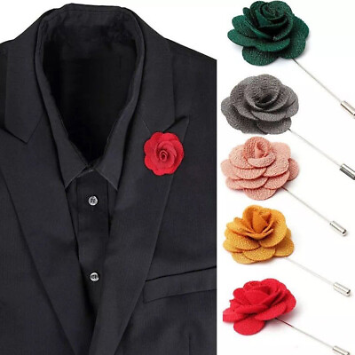 #ad Men Flower Lapel Pin Brooches Flower Brooch Fashion Wedding Corsage Boutonniere $0.99