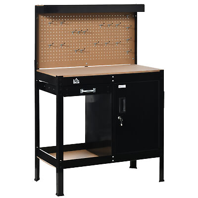#ad Garage Tool Storage Desk Work Bench Workshop Table with Drawer amp; Peg Board $152.87