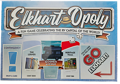 #ad Elkhart Opoly Monopoly with Elkhart Indiana Landmarks Brand new Sealed Rare find $39.10