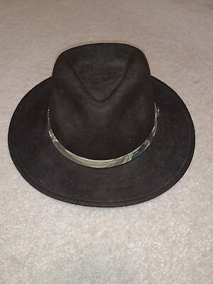 #ad Ducks Unlimited Camo Band Wool Felt Outback Hat Fedora Brown Cowboy Made in USA $29.99