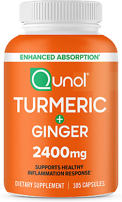 #ad Turmeric Curcumin Black Pepper Ginger Supplement 2400Mg 95% Curcuminoids 105ct $30.99