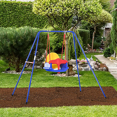 #ad Kids Swing Playset w Baby Seat and Safety Harness for Backyard Playground $65.99