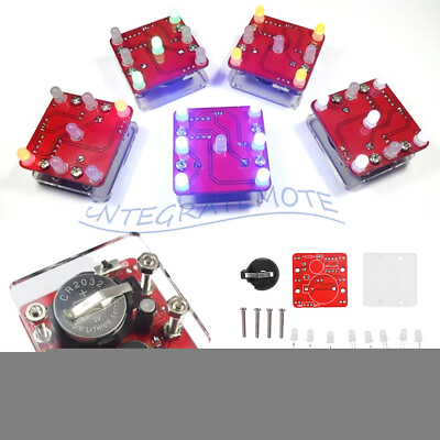 #ad DIY Swing Shaking LED Dice Kit With Small Vibration Motor Diy Electronic Kits EUR 5.99