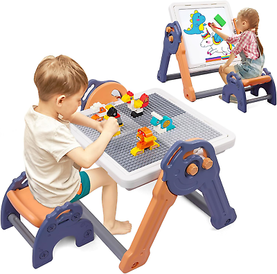 #ad 8 in 1 Kids Table and Chair Set Foldable Kids Activity Table for Toddlers 3 5 $96.65