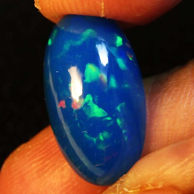 #ad 4.90Cts Natural Color Play Ethiopian Blue Opal Oval Cabochon Loose Gem $249.99