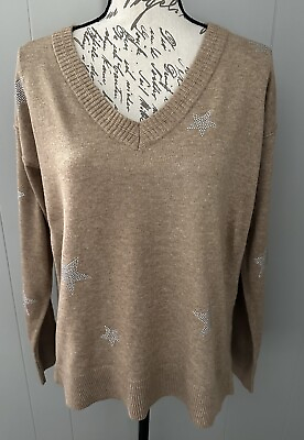 #ad Target Knox Rose Sweater Star Long Sleeve V Neck Shirt Top New Medium M NWOT $10.95