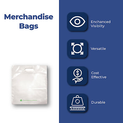 #ad 1000 White Shopping Bags with 25% PCR 12quot; x 15quot; Reusable Merchandise Bags $174.77