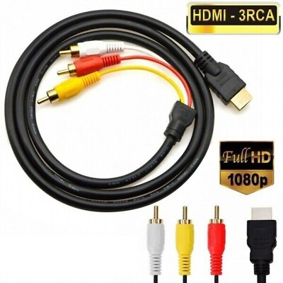 #ad 1080P HDMI Male To 3 RCA Video Audio AV Component Converter Adapter Cable HDTV $5.49