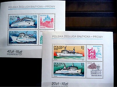 #ad Poland 1986 Block 98 99 S S 2730a 2732a Ferryboats Ferries BOAT Ship MNH $4.99