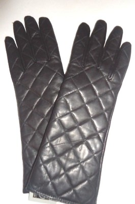 #ad Ladies Women#x27;s Long Quilted Genuine Leather XLarge Black $52.50