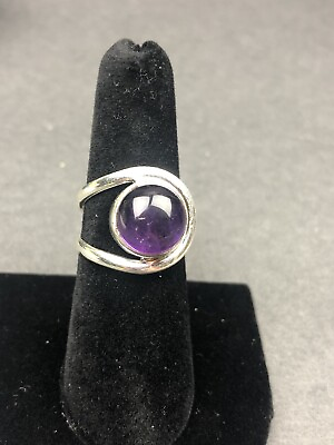 #ad Amethyst and 925 Sterling Silver Artisan Crafted Adjustable Ring $23.38