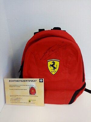 #ad Backpack Michael Schumacher Signed Formula 1 Ferrari Schumi COA New Autograph $1073.53