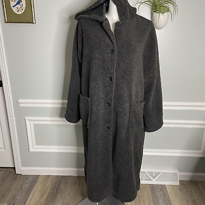 #ad Woman Within Fuzzy Teddy Full Length Grey Jacket Coat Size 1X New $75.00