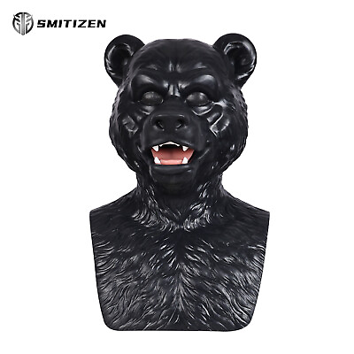 #ad SMITIZEN Black Silicone Fierce Bear Mask Animal Masken Cosplay Monster Head $288.88