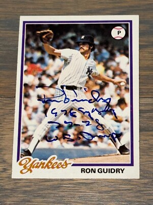 #ad RON GUIDRY NEW YORK YANKEES 1978 TOPPS SIGNED AUTO quot;78 CY YOUNG 77 78 WS CHAMPSquot; $89.99