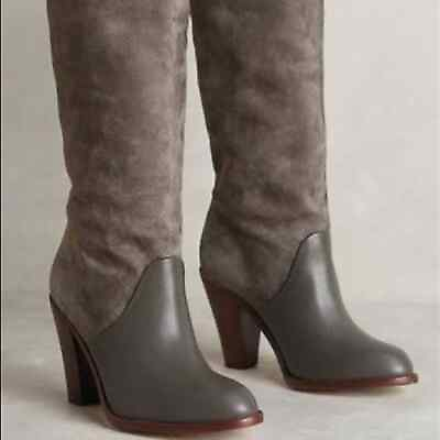 #ad Splendid Gray Suede Leather Tall Heel Boots Size 9 $75.00