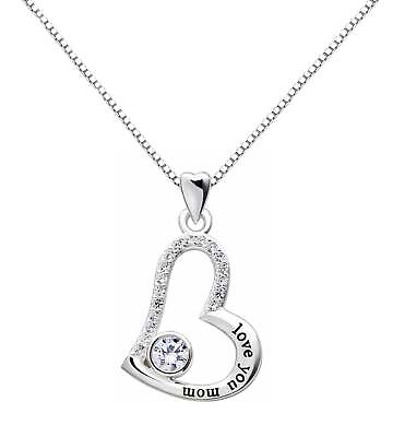 #ad quot;I Love you MOMquot; Heart Necklace Embellished with Crystals in 18K Mother#x27;s Day $36.78