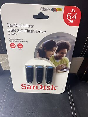 #ad 3 pack SanDisk 64gb USB 3.0 Flash Drive Black NEW in Retail sealed carded pkg $9.99