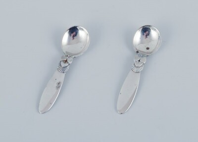 #ad Georg Jensen Cactus two sterling silver salt spoons. $170.00