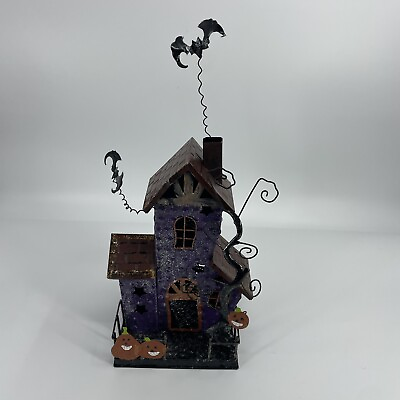 #ad Home Holiday Halloween House Scary Bats 18.5” Tall Purple Lights $53.99
