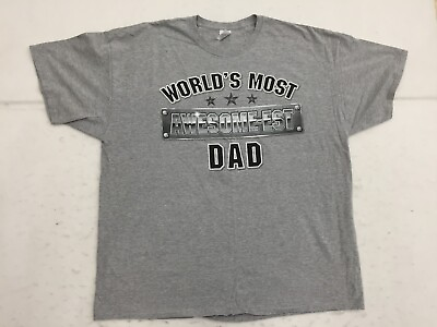 #ad #1 Dad T Shirt Mens 2XL Gray World#x27;s Most Awesome est Dad Spell Out Short Crew $2.20