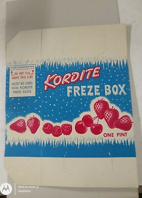 #ad 1958 Kordite 1 Pint Folding Freeze Box Frozen Food Box $4.09