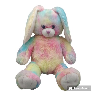 #ad Build A Bear Rainbow Pastel Easter Bunny Rabbit Plush 16quot; Stuffed Toy Lovey 2012 $9.00