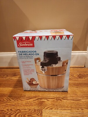 #ad Sunbeam 4 Quart Ice Cream Maker Wooden Bucket : NEW in Open Box $59.99