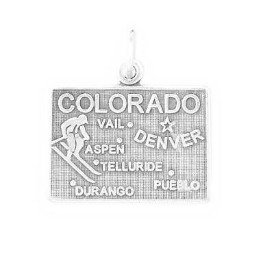 #ad 925 Silver Oxidized Colorado State Square Charm Slide Neck Piece Unisex Jewelry $38.95