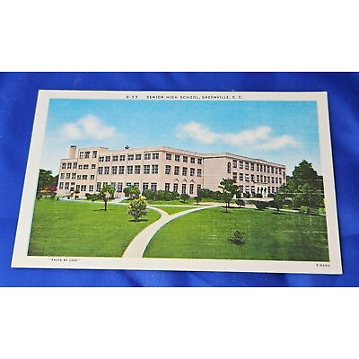 #ad Senior High School Greenville S.C. Postcard Linen Unposted $4.50