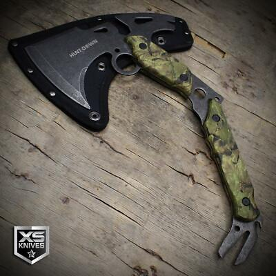 #ad 13” Tactical Survival TOMAHAWK THROWING AXE Curved BATTLE HATCHET Camo Multitool $21.95